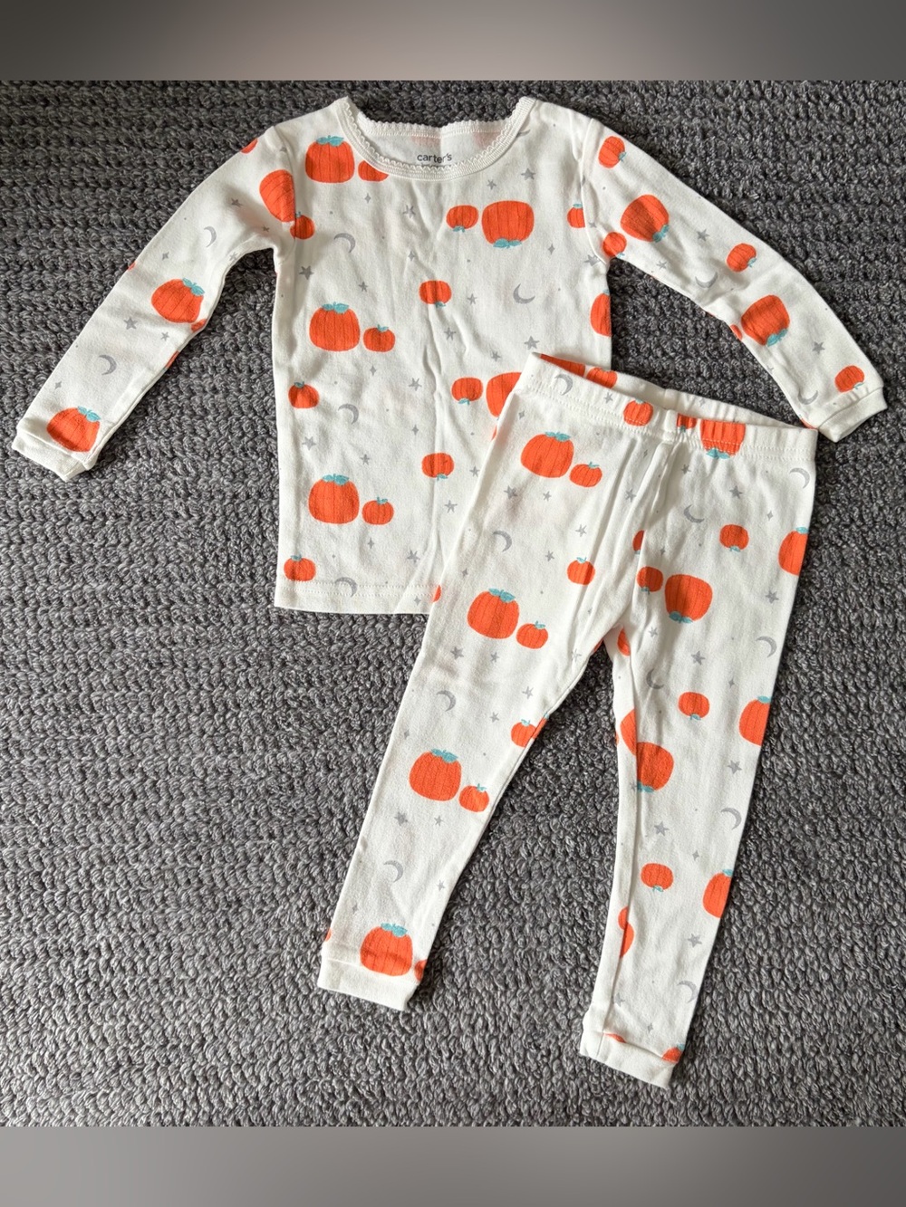 Carter’s Girl 18M Pumpkin Pajamas NWOT Long Sleeve & Pants Halloween Fall 2pc Se